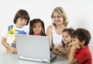 Internet safety - teacher with kids