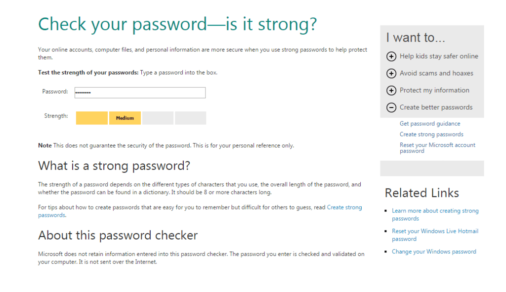 check your password is strong - login