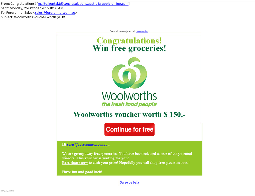 woolworths free groceries scam