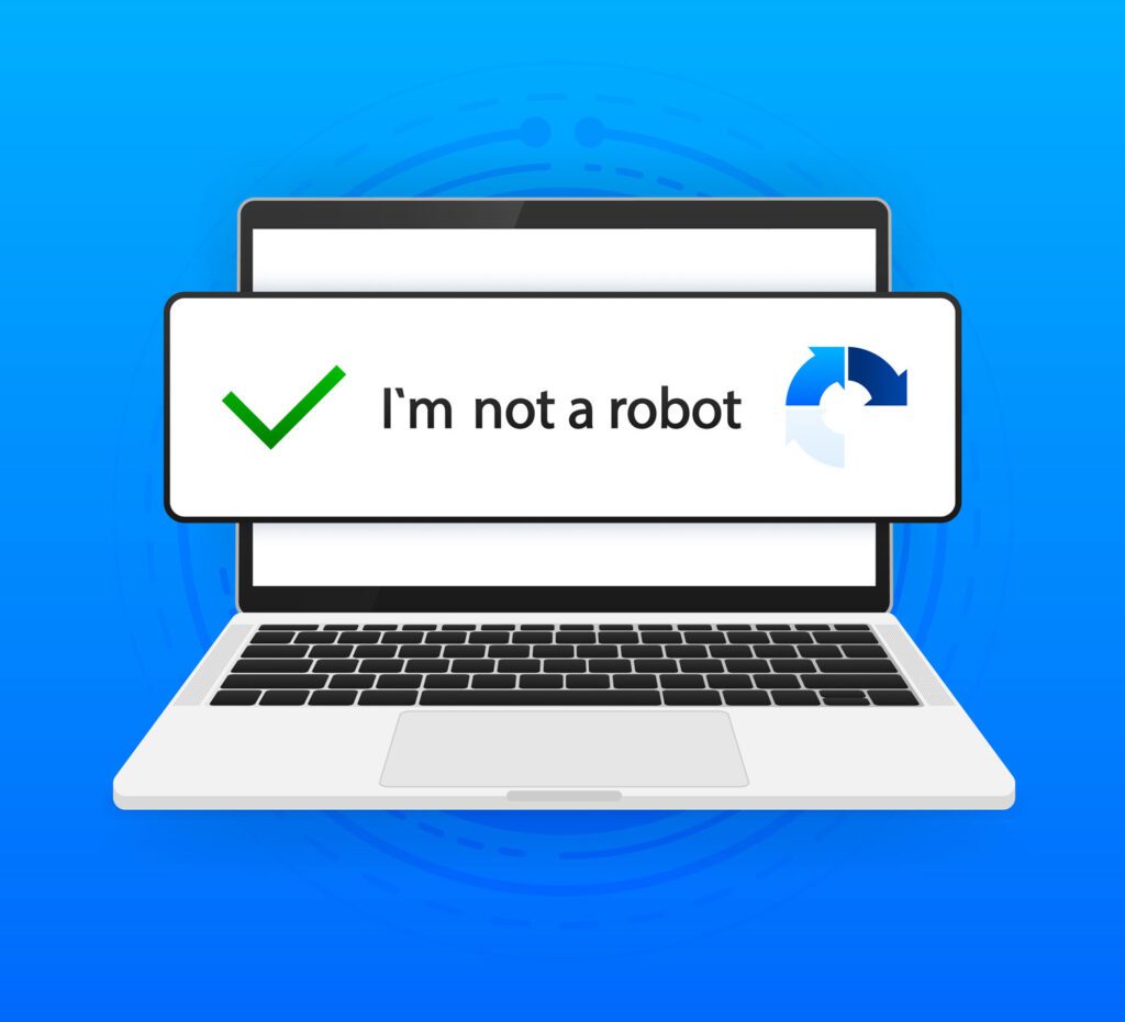 I am not a robot recaptcha and laptop